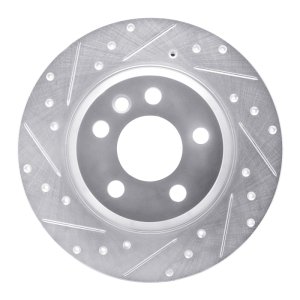 Volkswagen EuroVan Brake Rotor (1) - Rear Left - R1 Concepts - Drilled & Slotted - Silver - `01-`03